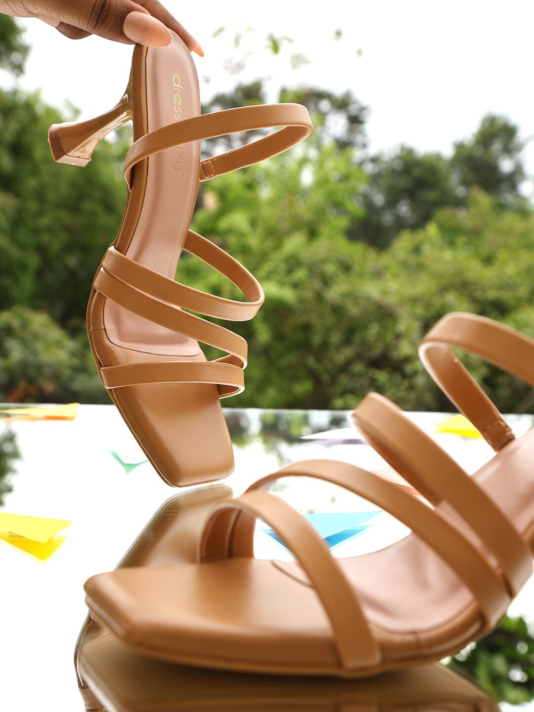 

DressBerry Beige Strappy Open Toe Slim Heels