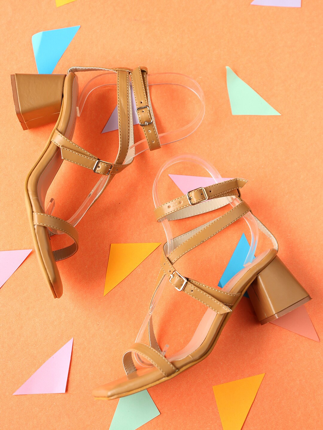

DressBerry Beige Strappy Open Toe Block Heel Gladiators