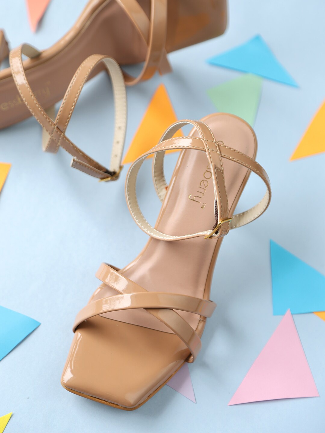 

DressBerry Beige Strappy Open Toe Slim Heels