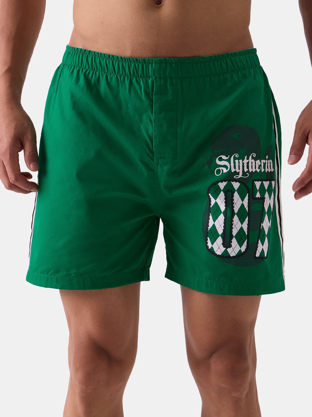 

The Souled Store Men Green Harry Potter Printed Pure Cotton Lounge Shorts