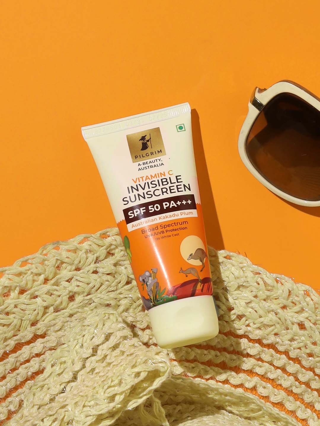 

Pilgrim Vitamin C SPF50 PA+++ Lightweight Gel Invisible Sunscreen with Kakadu Plum - 45 ml, Orange