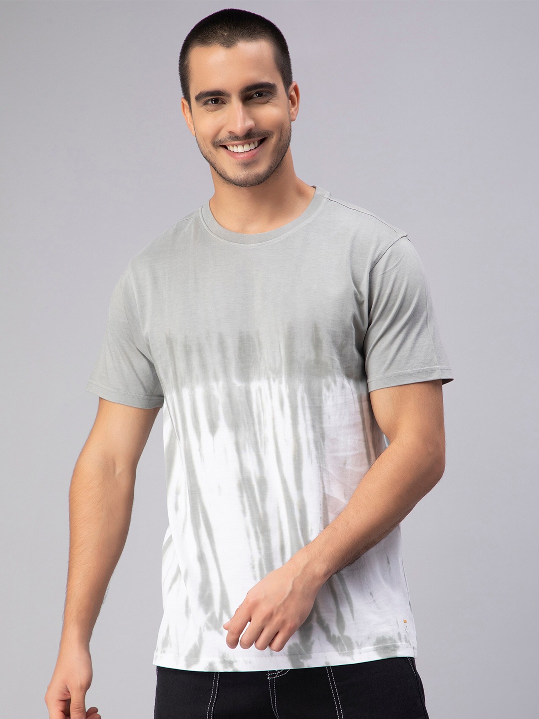 

PEPLOS Tie and Dyed Casual Pure Cotton T-shirt, Grey