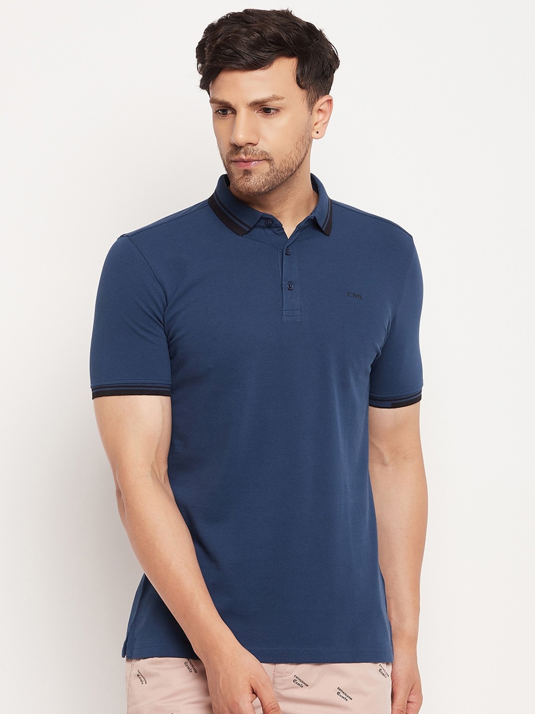 

CAMLA Polo Collar Cotton T-shirt, Blue