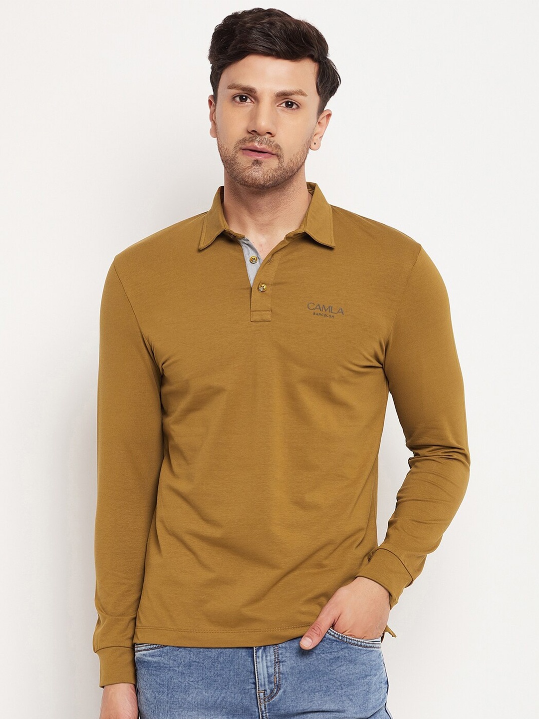 

CAMLA Polo Collar Cotton T-shirt, Tan