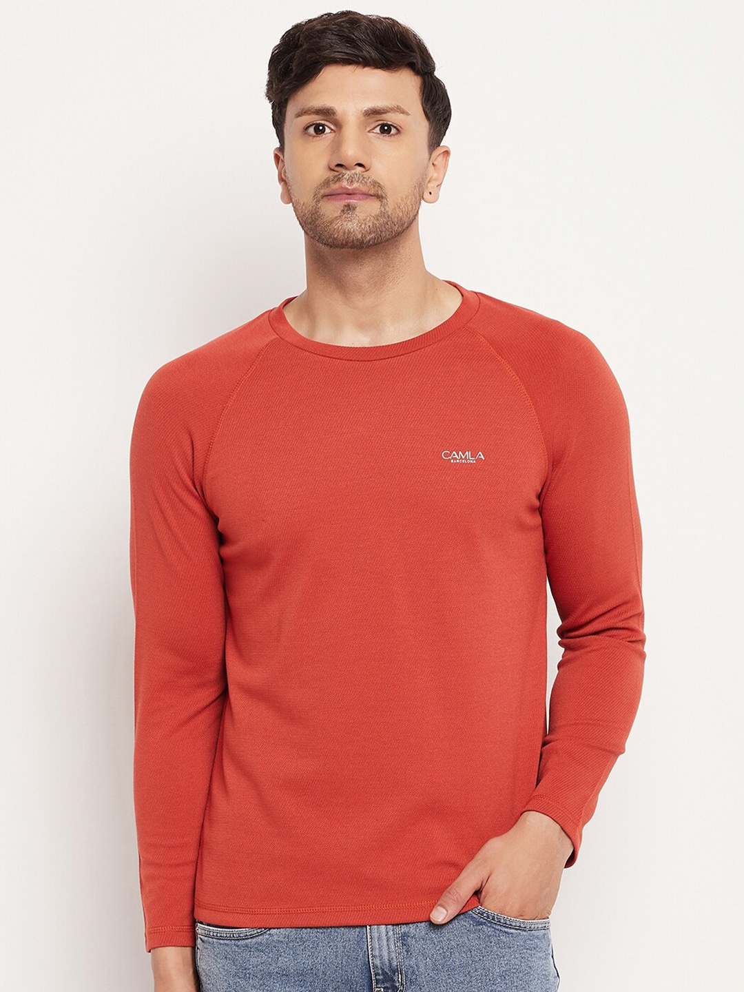 

CAMLA Raglan Sleeves Cotton T-shirt, Rust