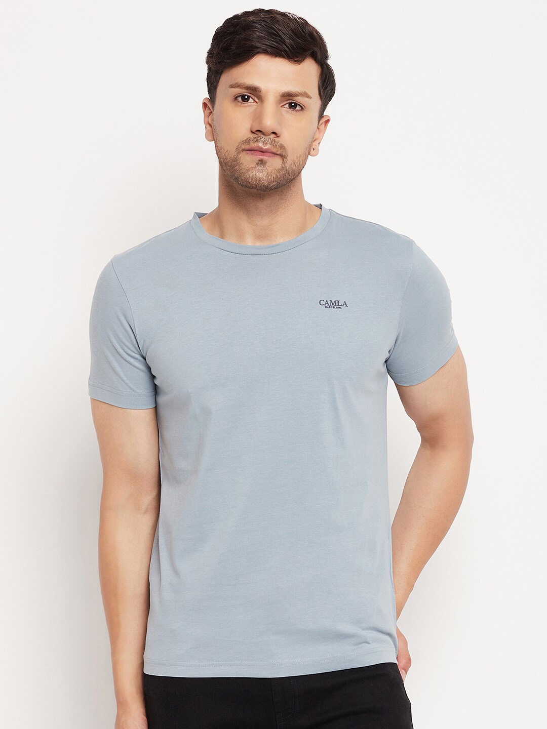 

CAMLA Round Neck Cotton T-shirt, Blue