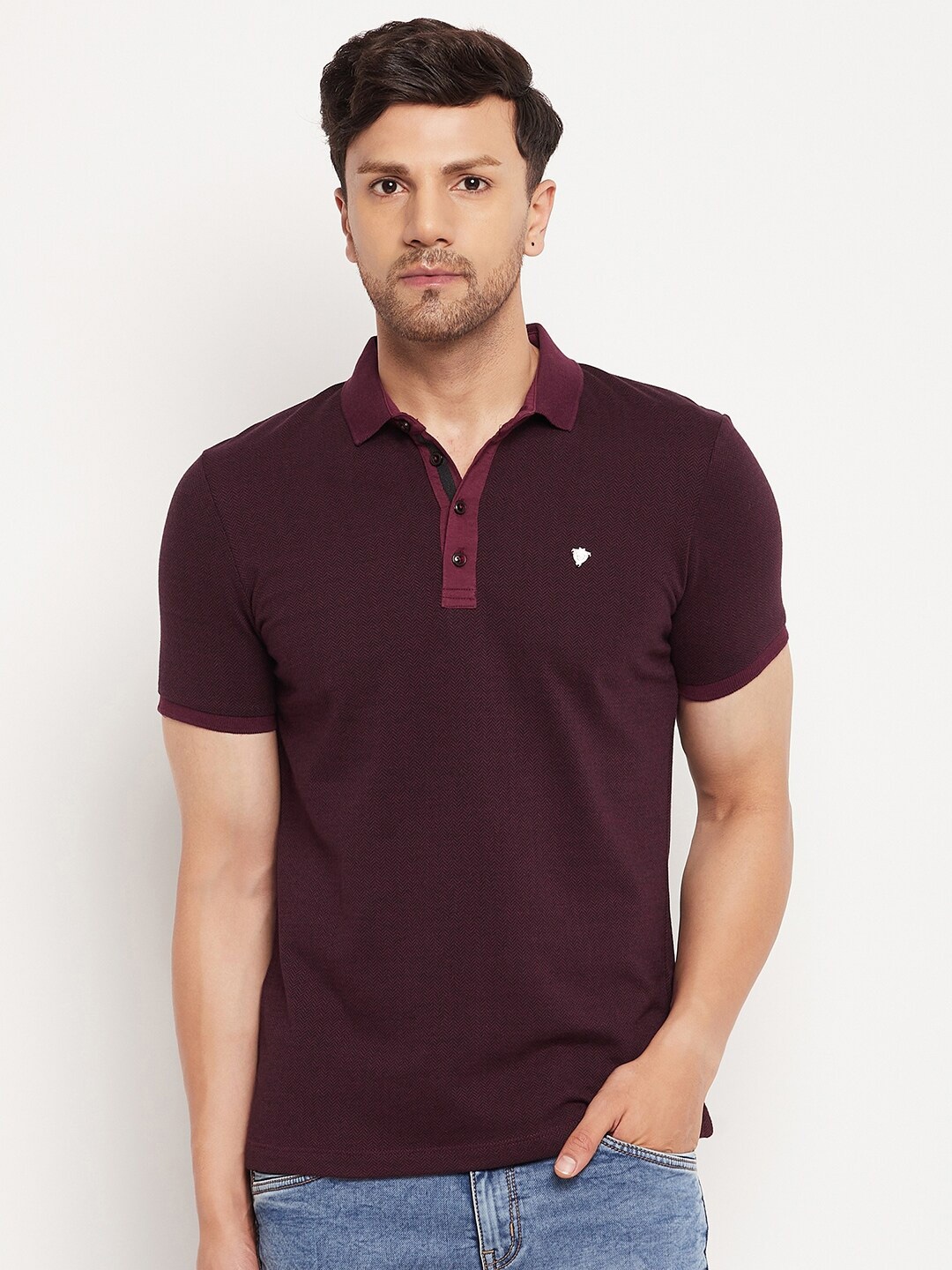 

CAMLA Polo Collar Cotton T-shirt, Maroon