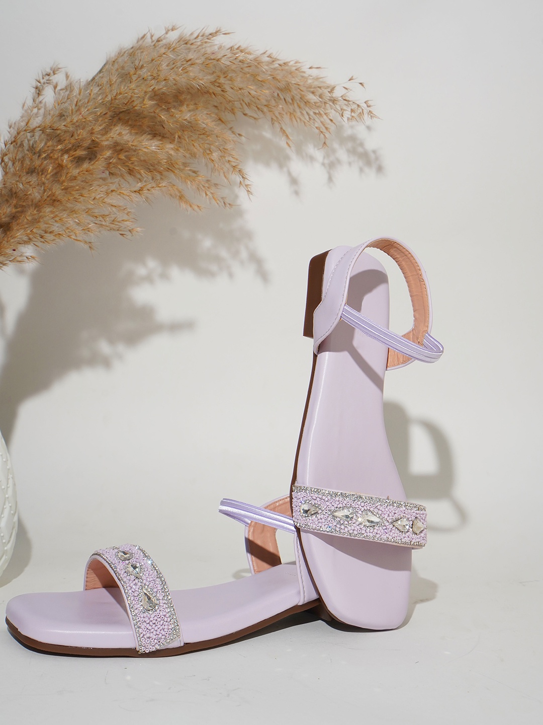 

Try Me Embellished Open Toe Flats, White