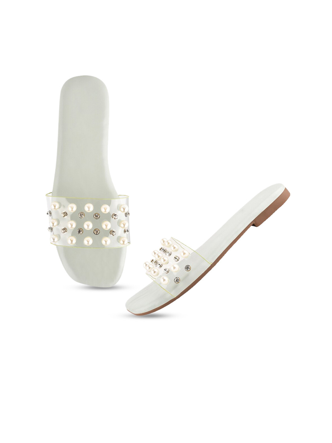 

Try Me Embellished Open Toe Flats, Green