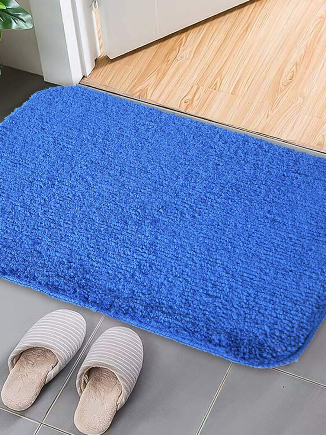 

CURIOUS LIFESTYLE Blue Cotton Anti-Skid Door Mat