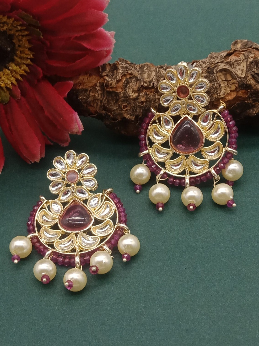 

AASHISH IMITATION Contemporary Drop Earrings, Purple