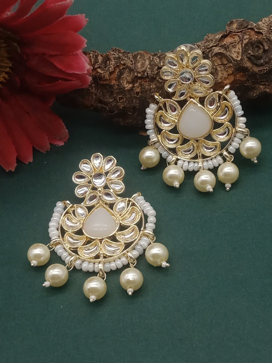 

AASHISH IMITATION Contemporary Chandbalis Earrings, White