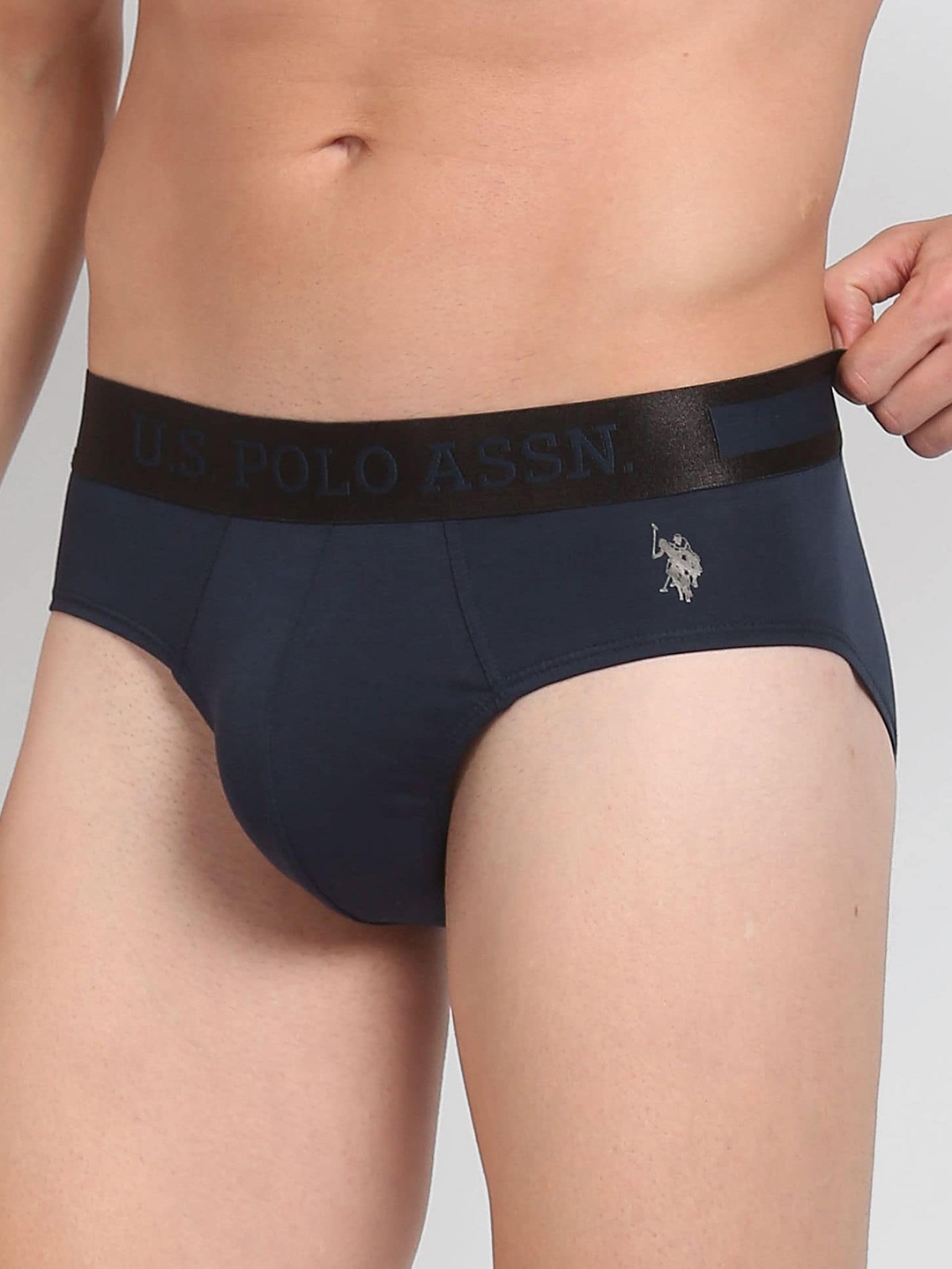 

U.S. Polo Assn. Men Brand Logo Detail Basic Briefs PB001-195-PL, Navy blue