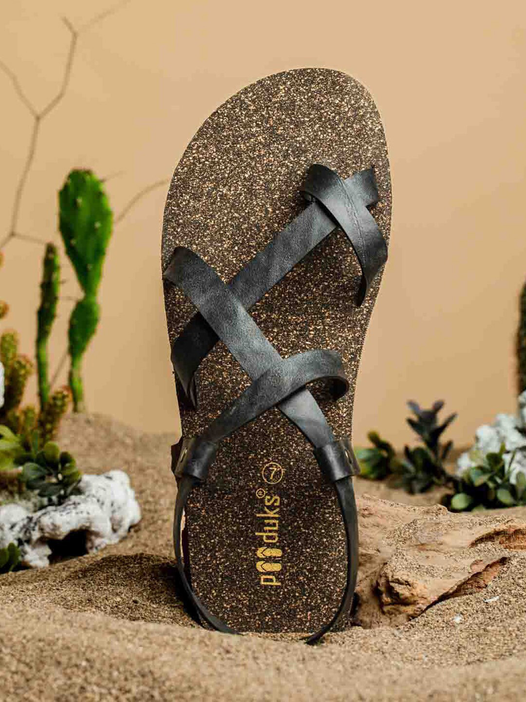 

Paaduks Men Printed Comfort Sandals, Black