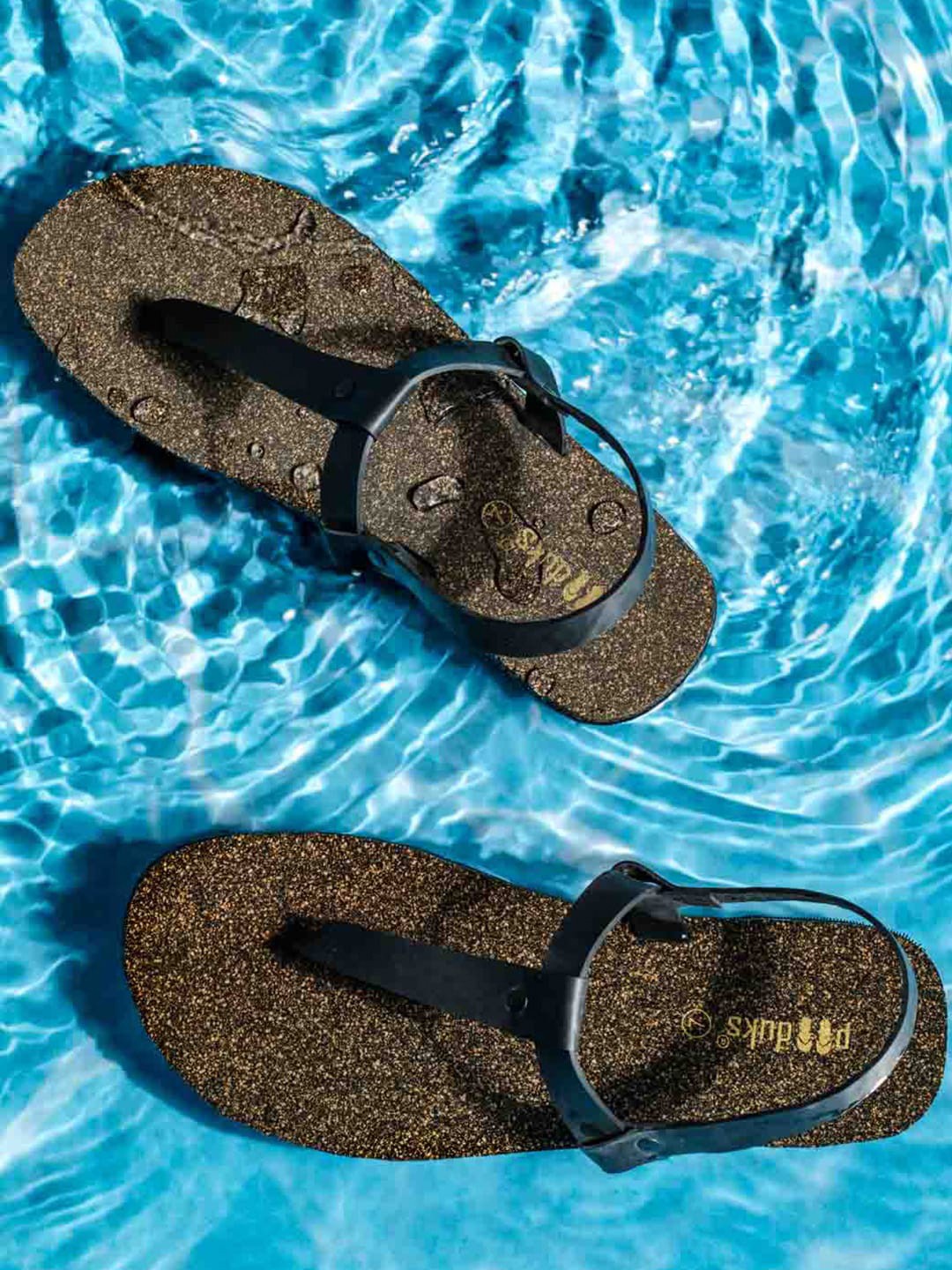 

Paaduks Men T-Strap Waterproof Comfort Sandals, Black