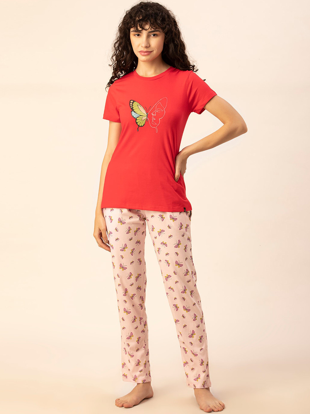 

TITTLI Printed Pure Cotton Night suit, Red