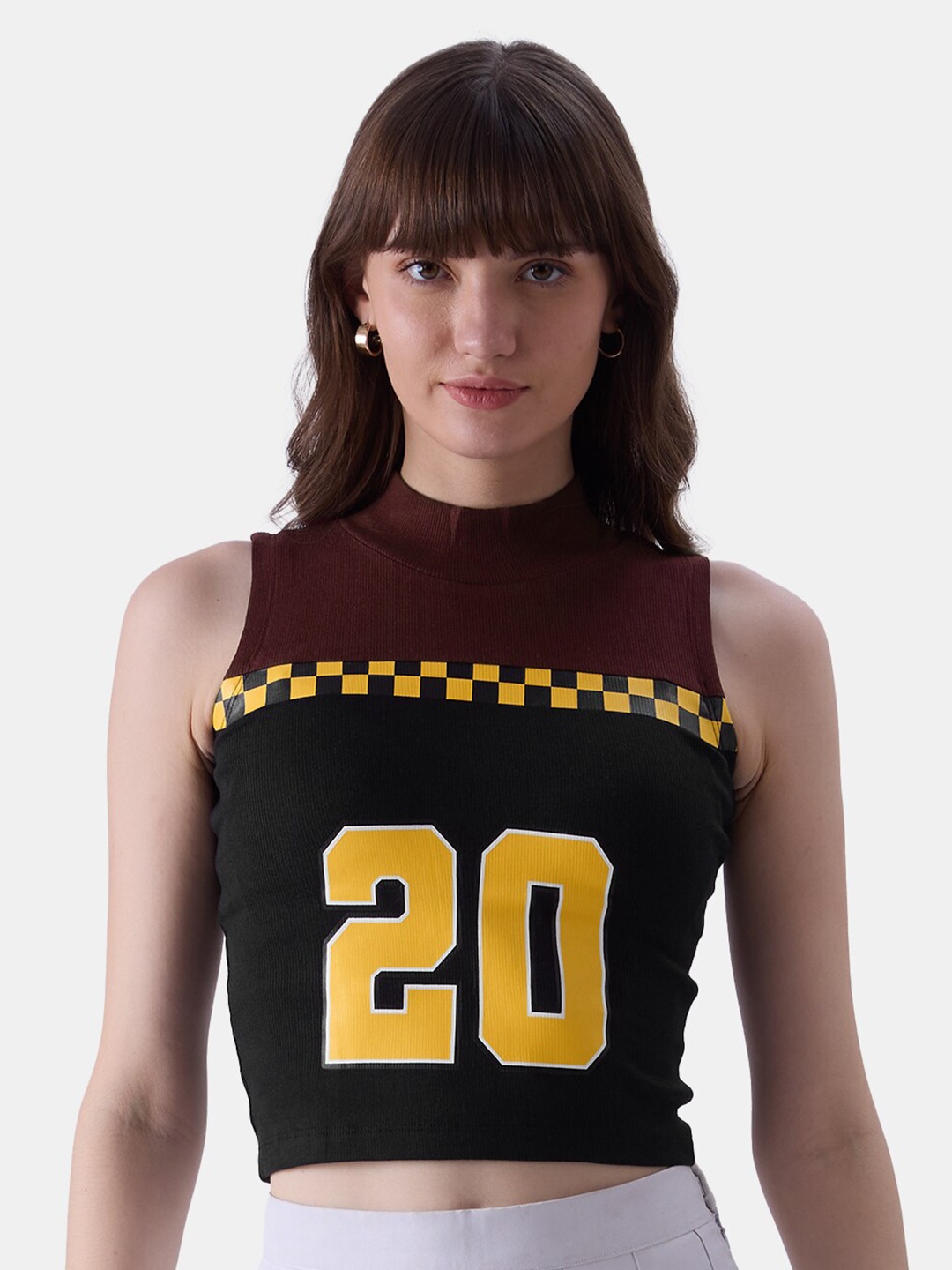 

The Souled Store Black Typography Printed Fitted Crop Top