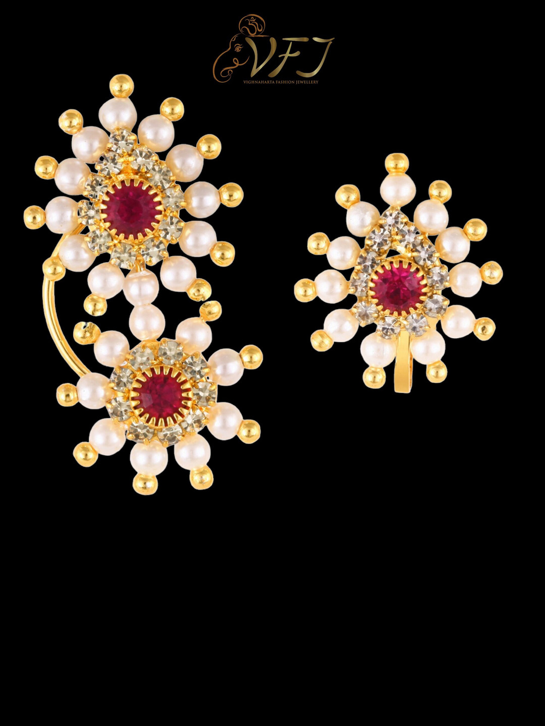 

Vighnaharta Set Of 2 Gold-Plated Clip-On Nosepin