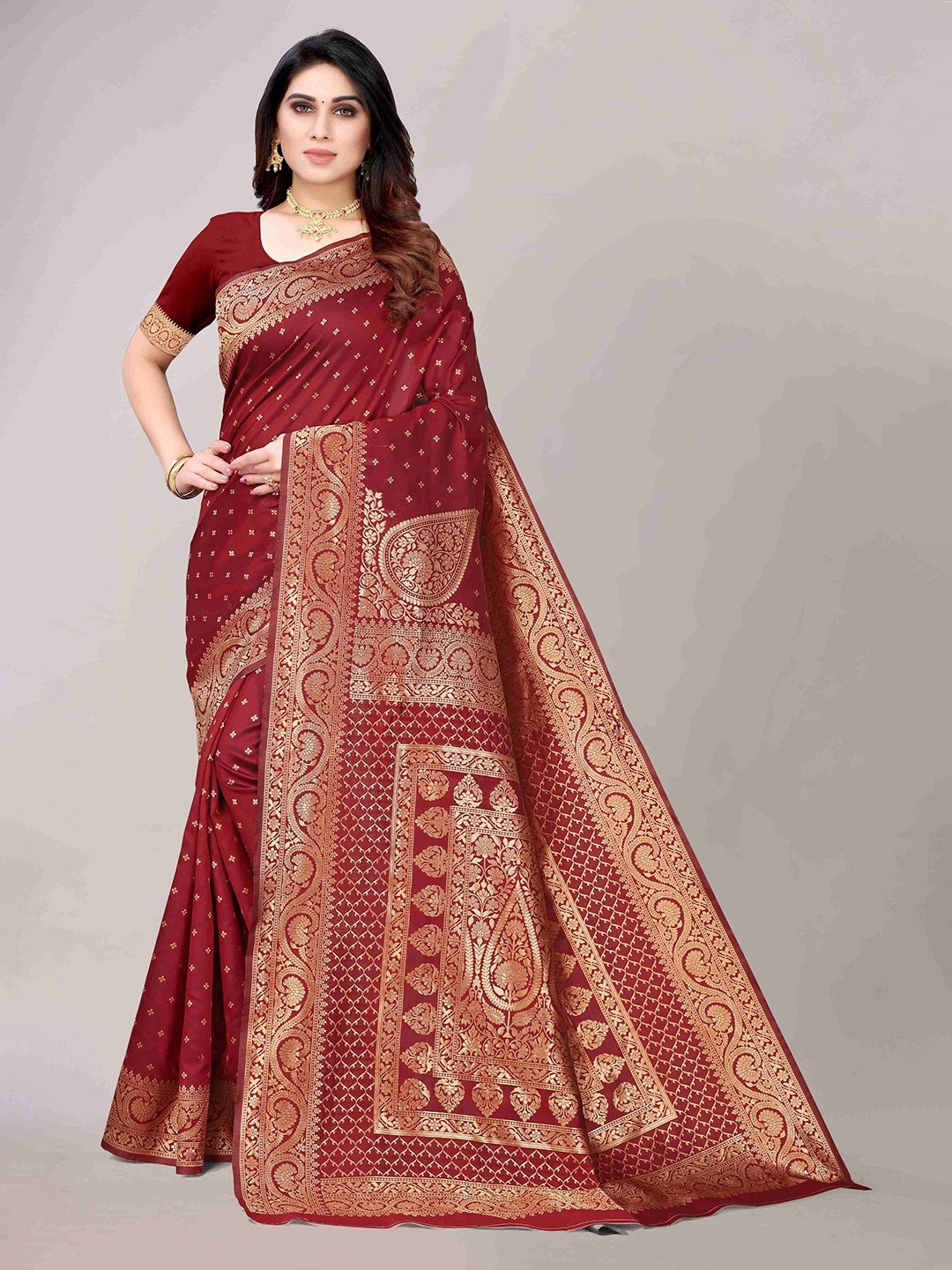 

MAGMINA Woven Design Zari Banarasi Saree, Maroon
