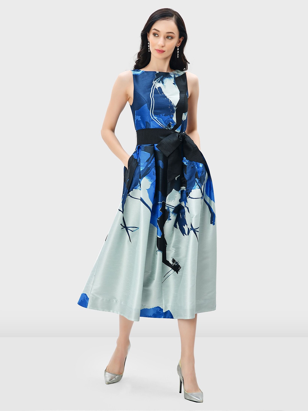 

Zapelle Abstract Printed Fit & Flare Midi Dress, Off white