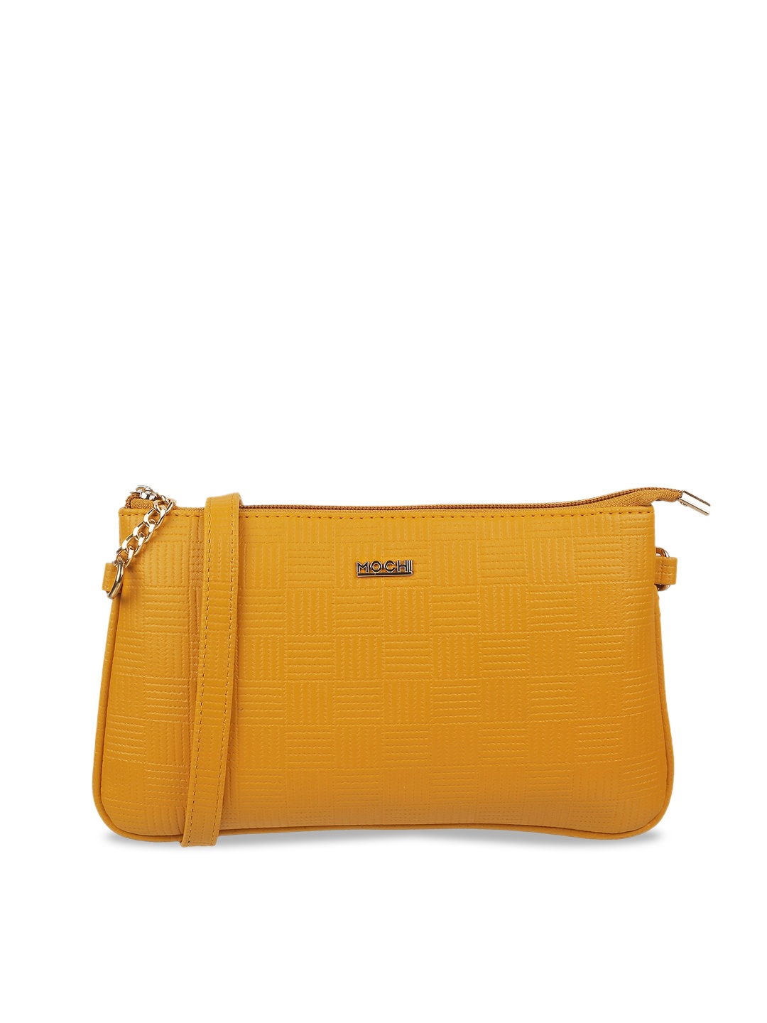 

Mochi Textured Structured Sling Bag, Mustard