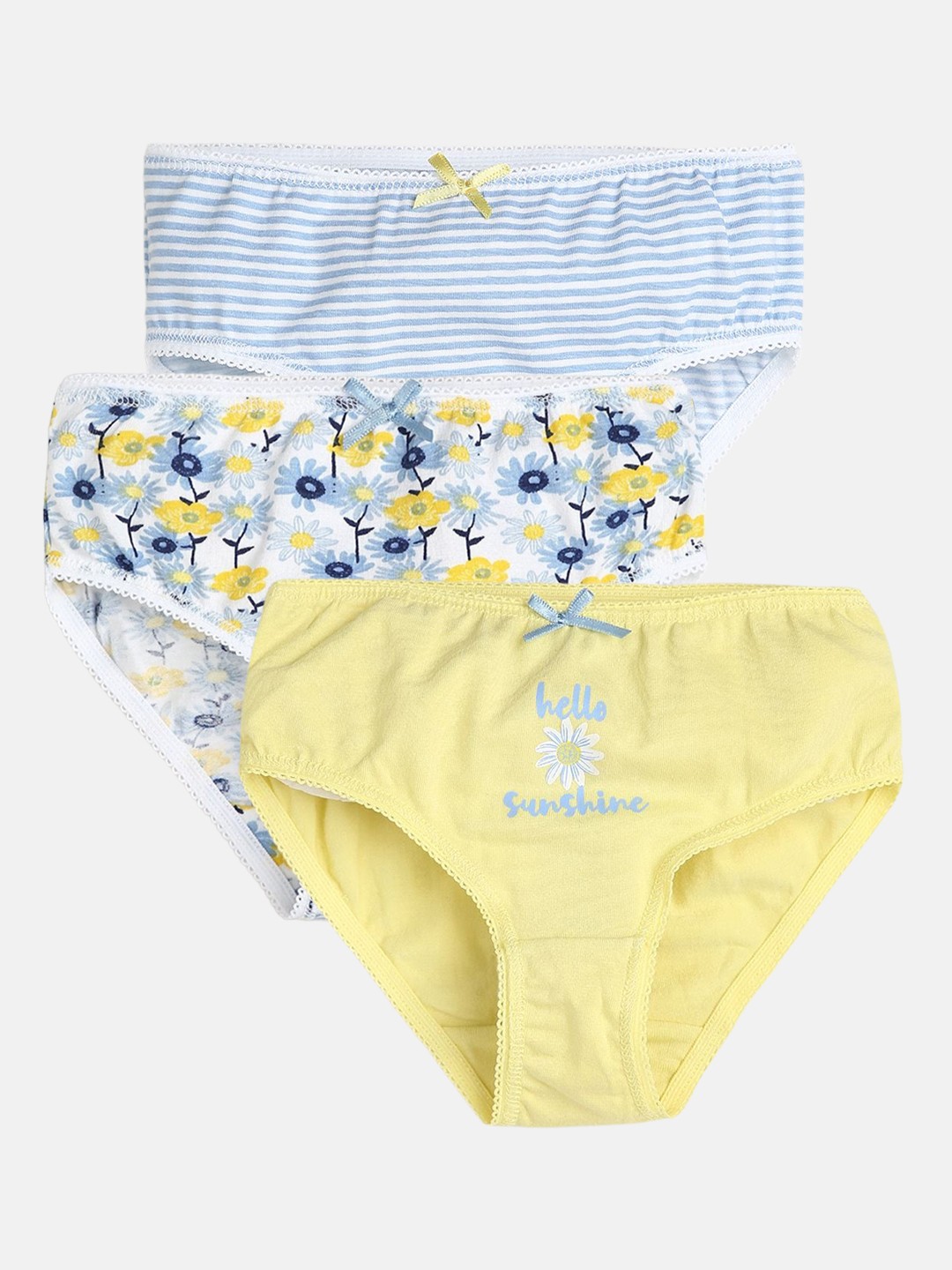

MINI KLUB Infant Girls Pack Of 3 Striped Basic Briefs 94IFGPT1282, Blue