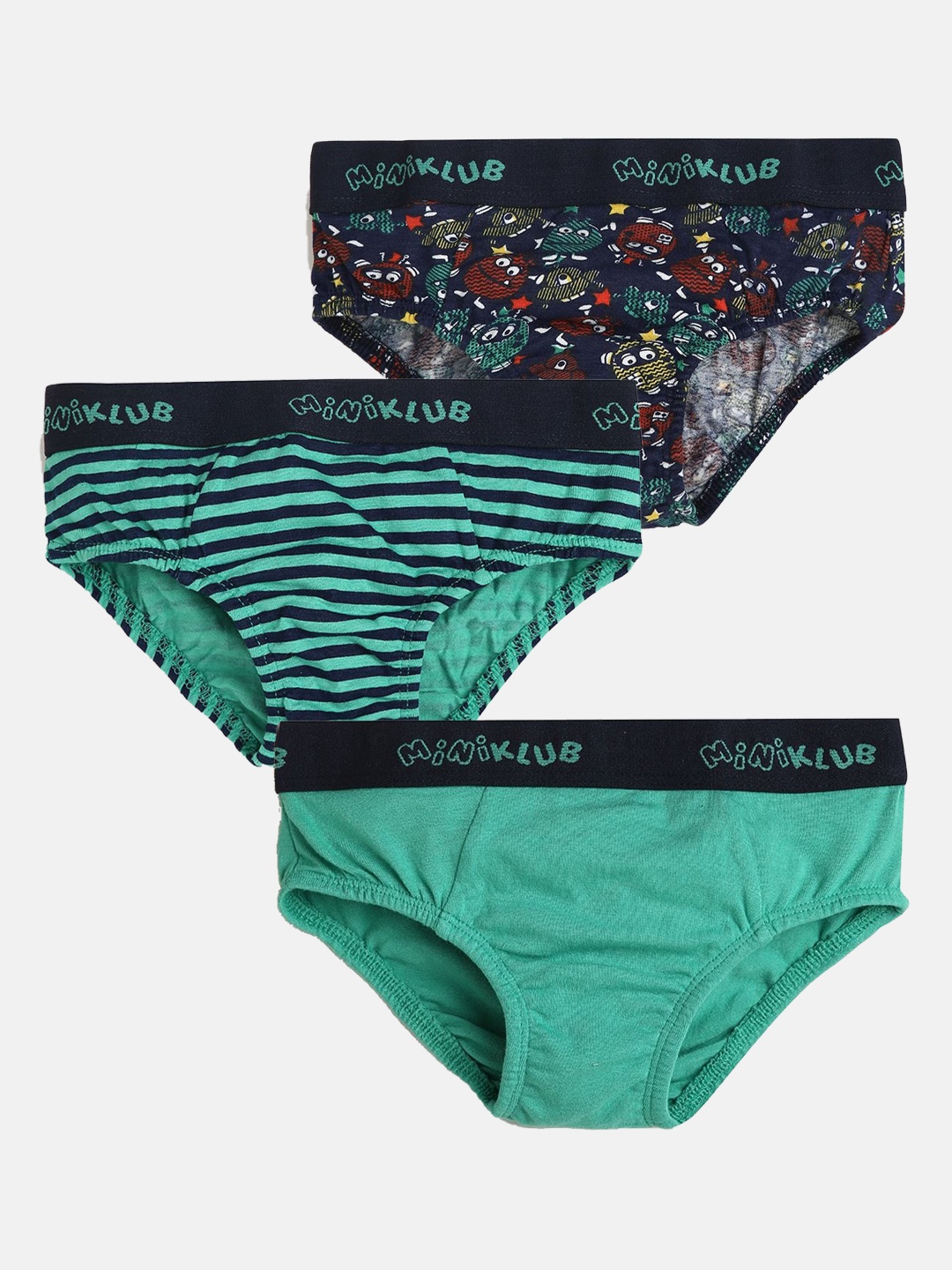 

MINI KLUB Boys Pack Of 3 Printed Basic Briefs 94IFBBF1287, Black