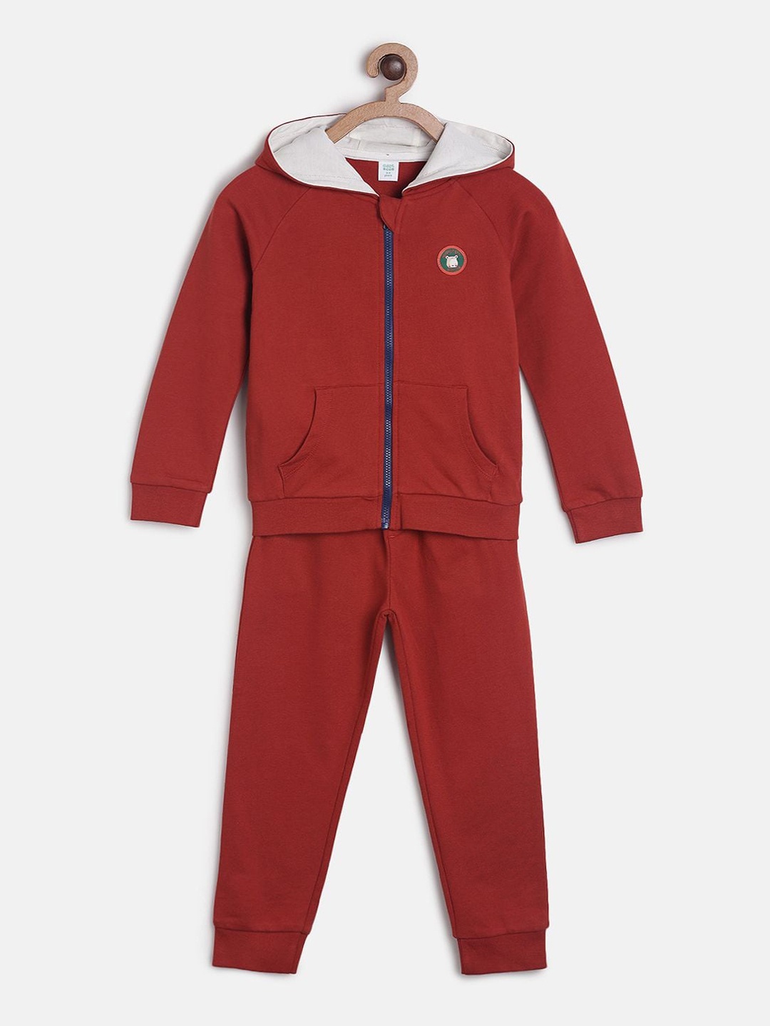 

MINI KLUB Boys Hooded Pure Cotton Tracksuit, Maroon