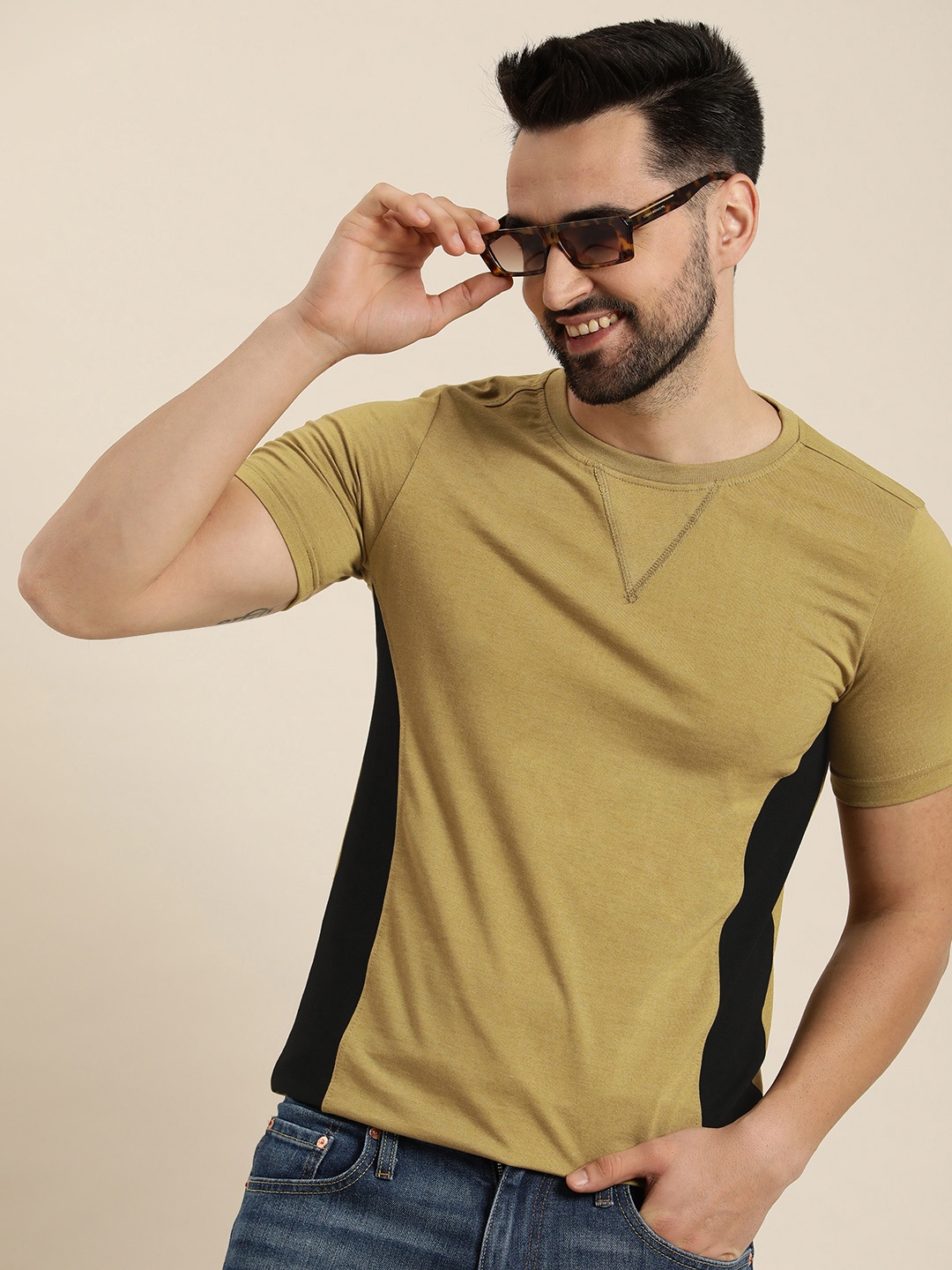 

HERE&NOW Colourblocked T-shirt, Olive