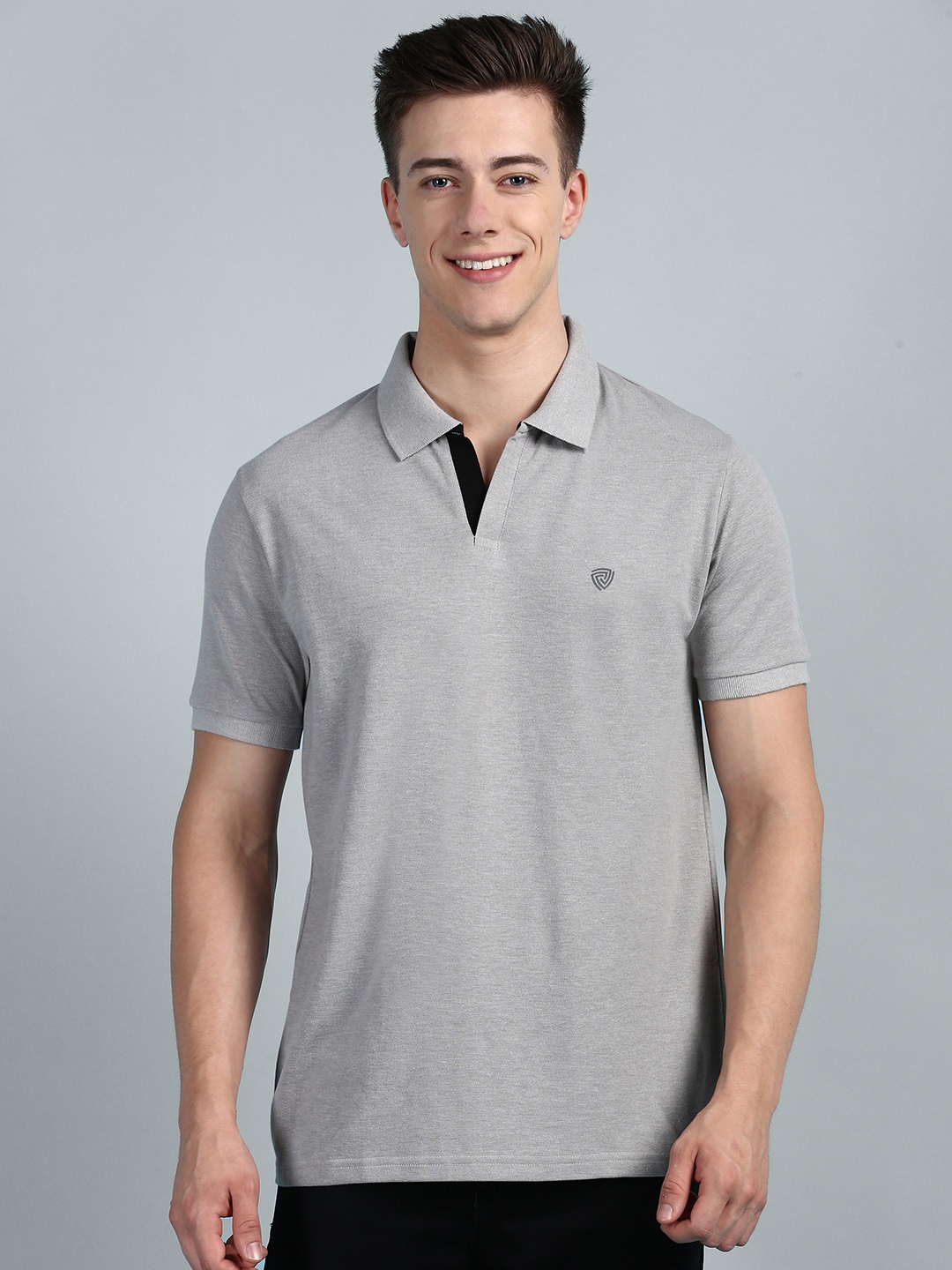 

Lux Cozi Polo Collar Cotton T-Shirt, Grey melange