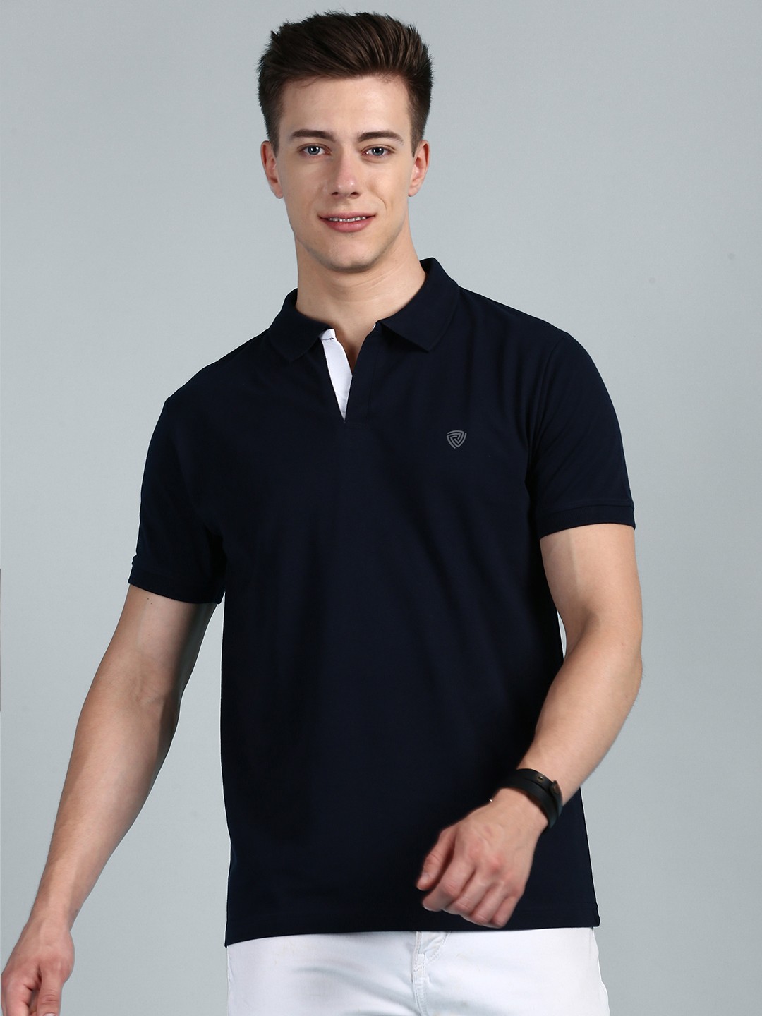 

Lux Cozi Polo Collar Pure Cotton T-shirt, Navy blue