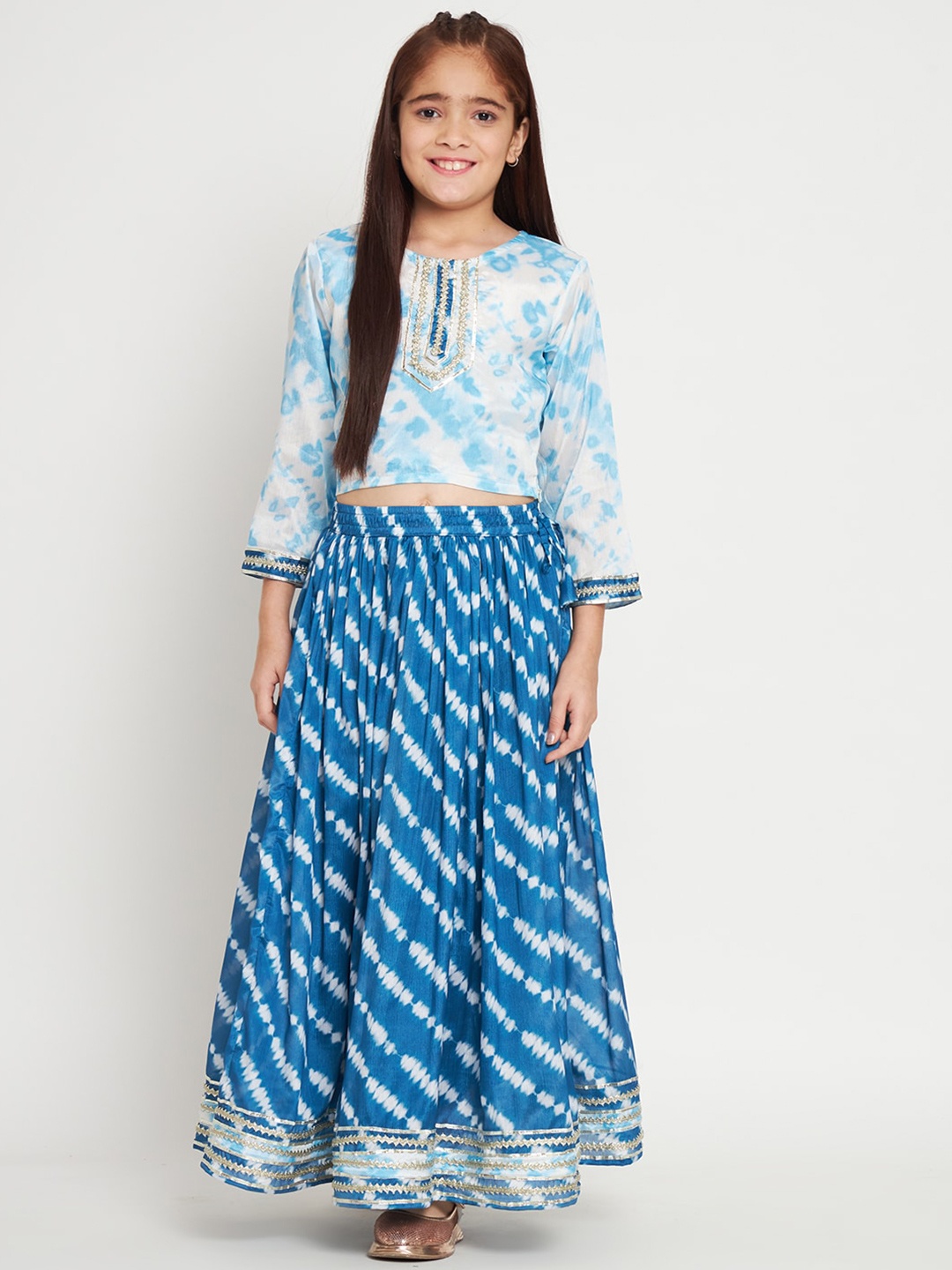 

Readiprint Fashions Girls Dyed Tie and Dye Ready to Wear Lehenga Choli, Blue