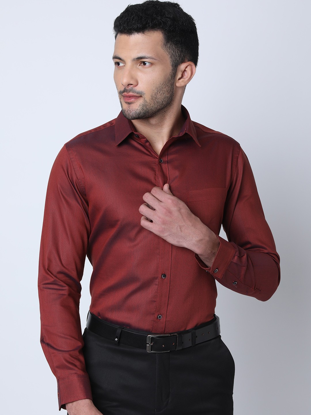

Oxemberg Classic Slim Fit Cotton Formal Shirt, Maroon
