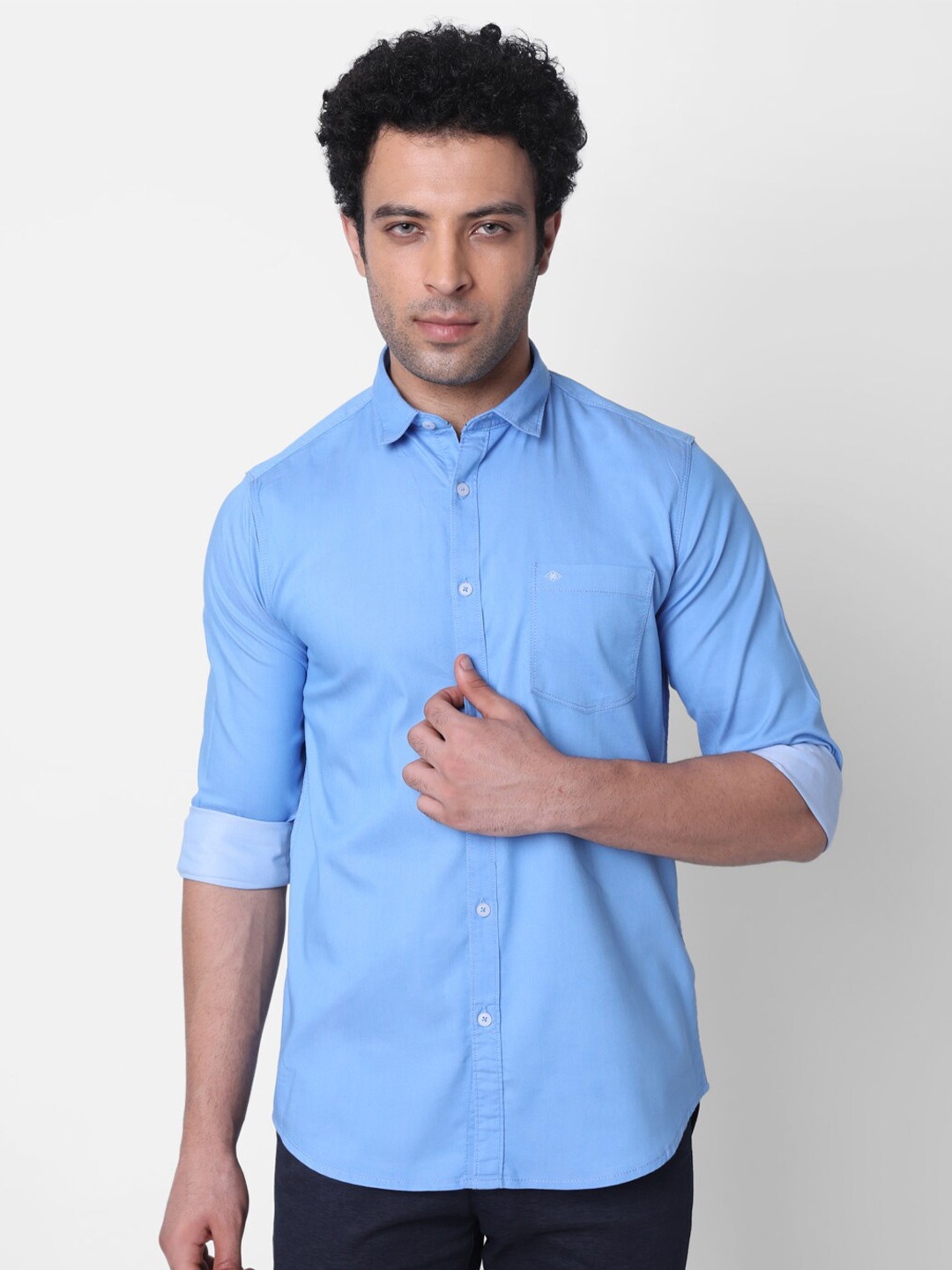 

Oxemberg Classic Slim Fit Cotton Casual Shirt, Blue