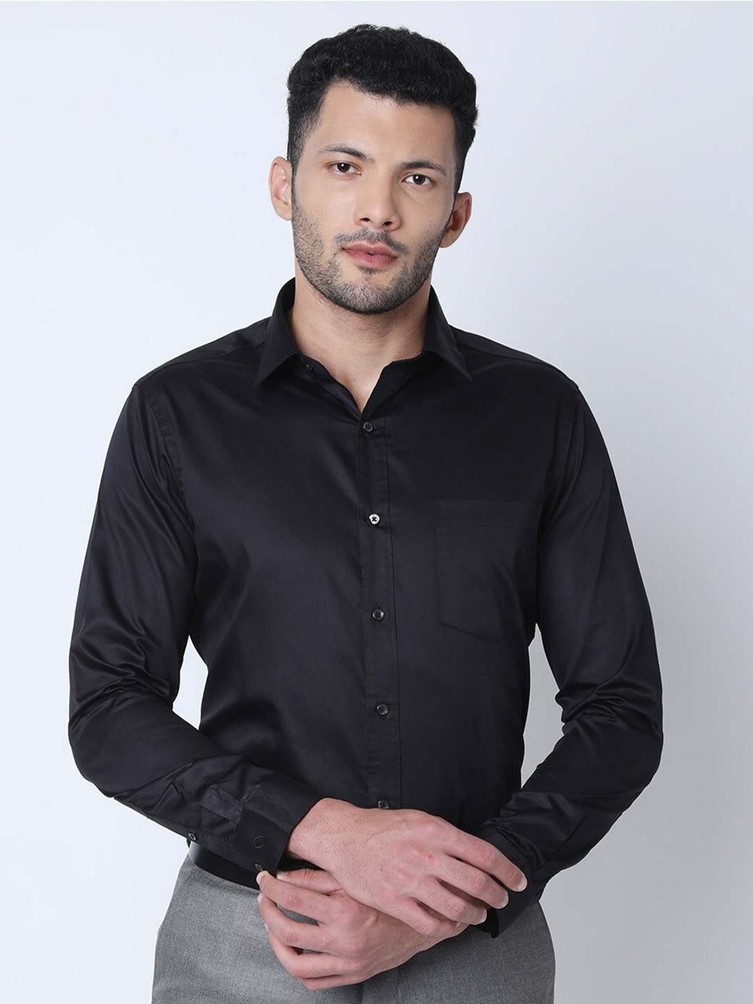 

Oxemberg Classic Slim Fit Cotton Formal Shirt, Black