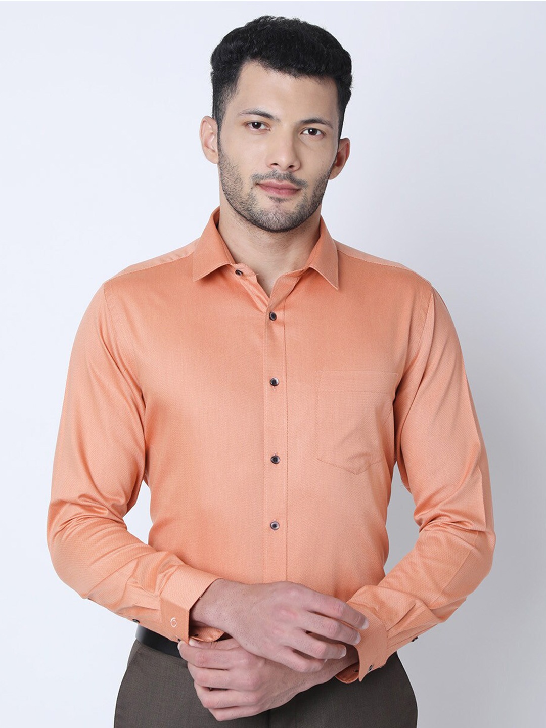 

Oxemberg Classic Slim Fit Cotton Formal Shirt, Orange