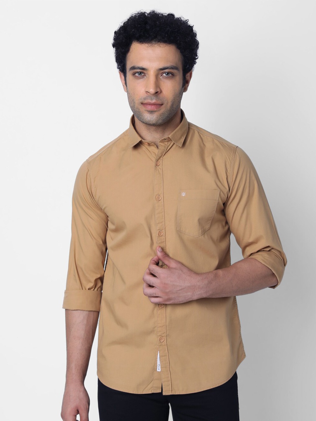 

Oxemberg Classic Slim Fit Cotton Casual Shirt, Beige