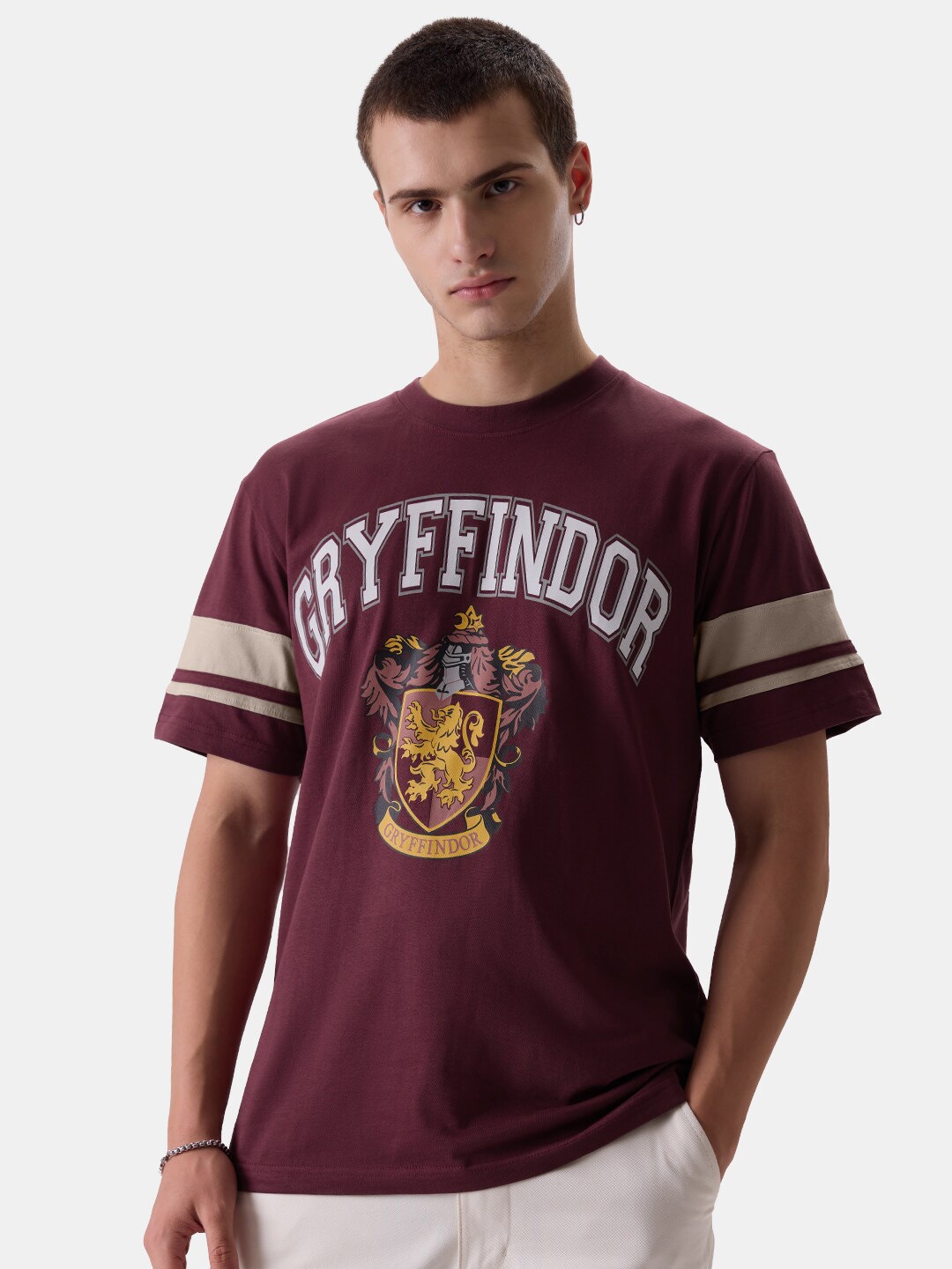 

The Souled Store Burgundy Humour and Comic Harry Potter Printed Pure Cotton T-Shirt
