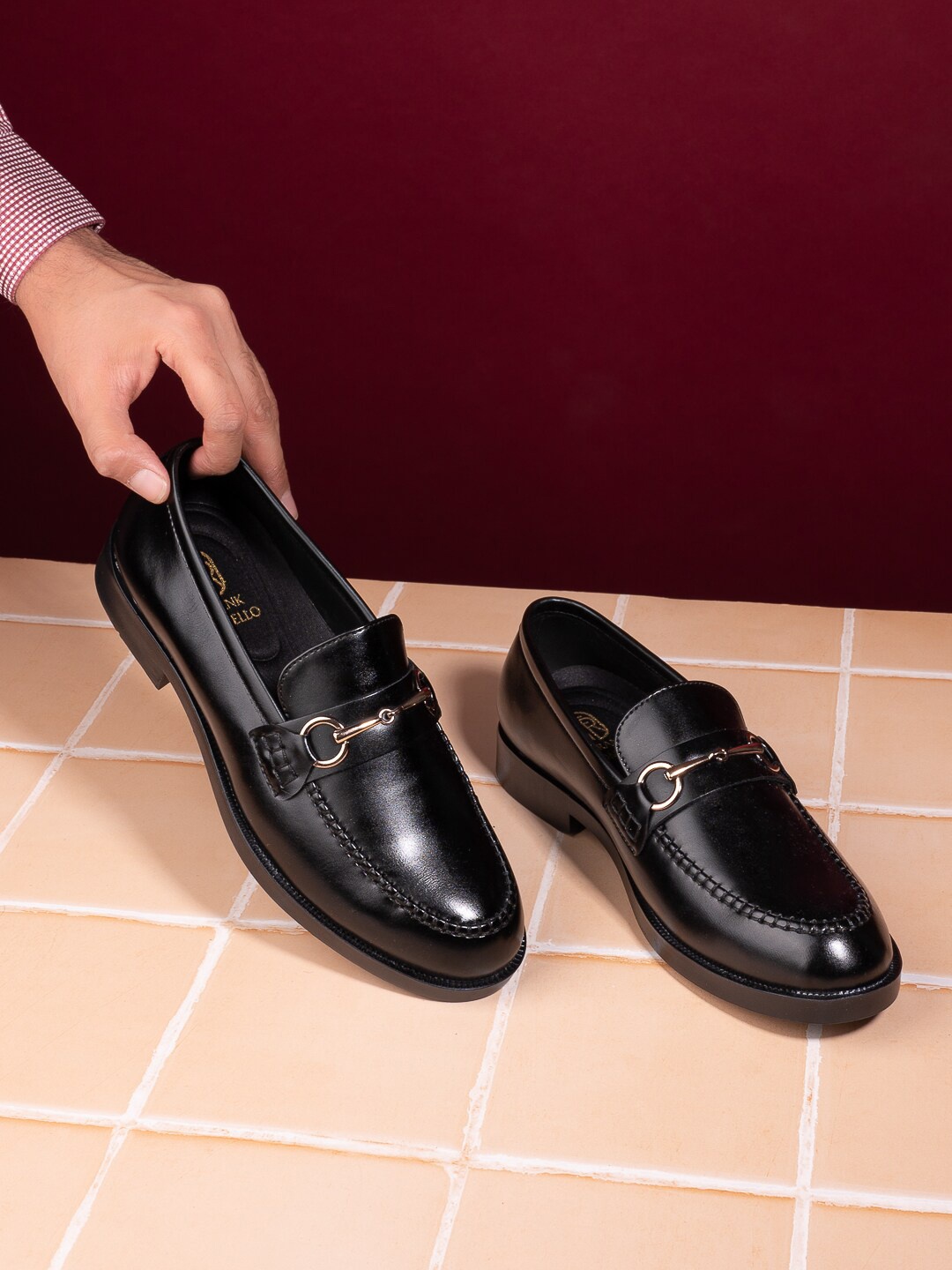 

FRANKROMELLO Men Formal Slip-On Shoes, Black
