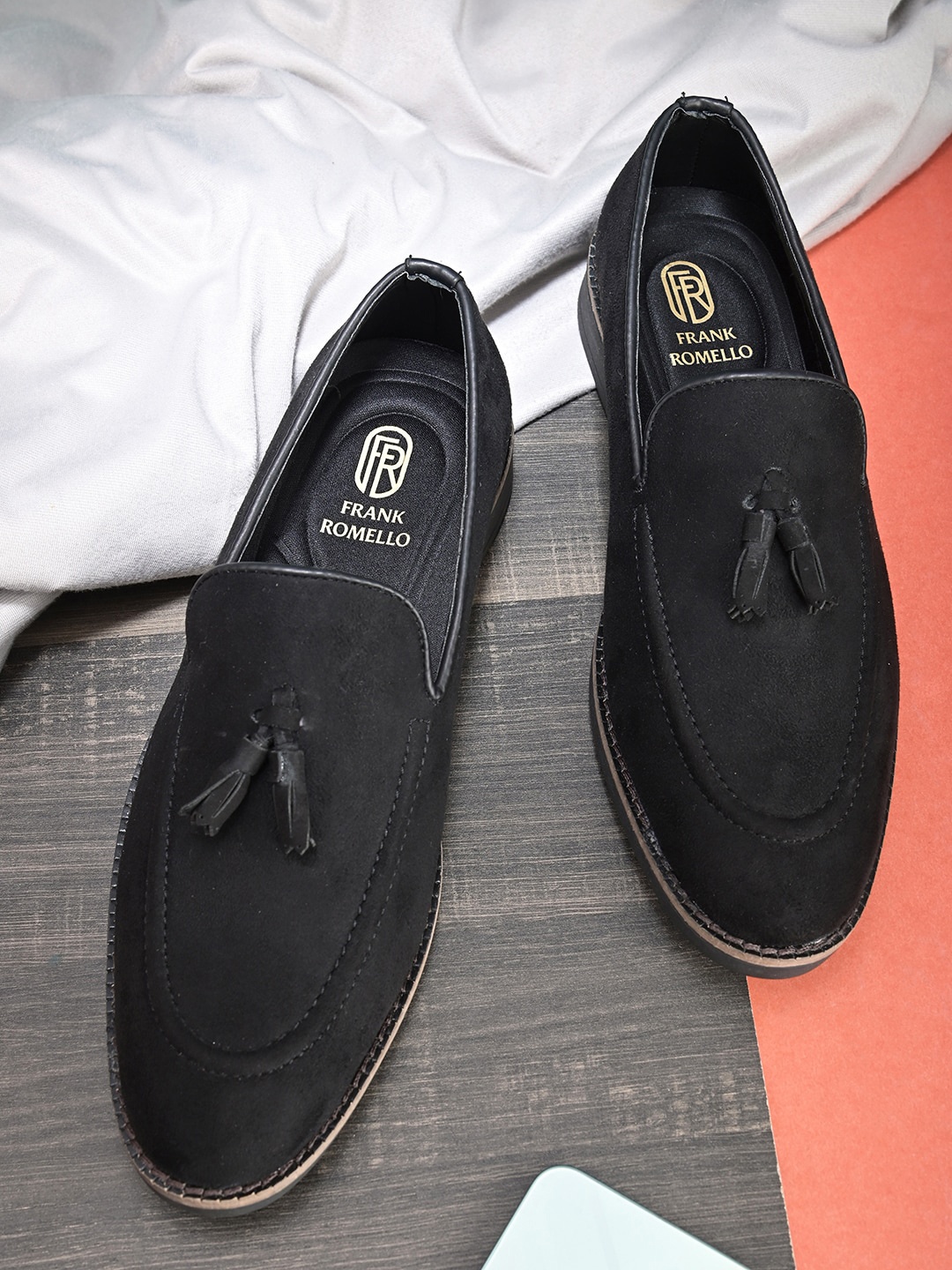 

FRANKROMELLO Men Slip-On Loafers, Black
