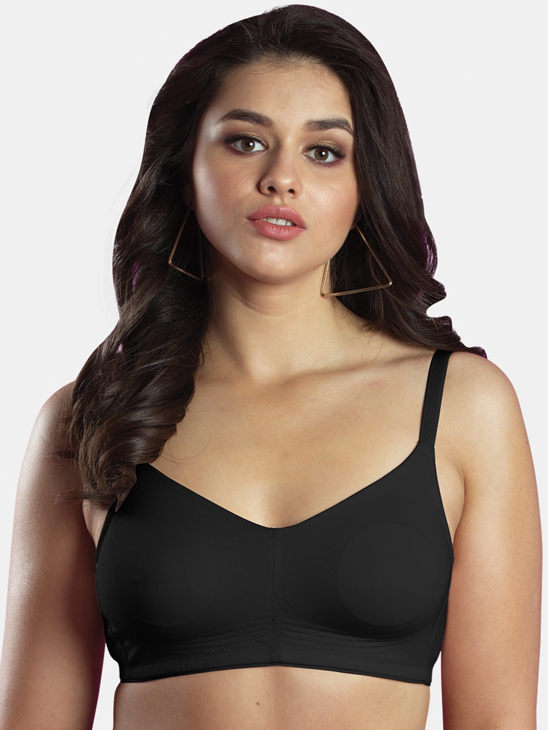 

Dazzle Seamless All Day Comfort Non-Wired Non-Padded Medium Coverage Cotton Everyday Bra, Black