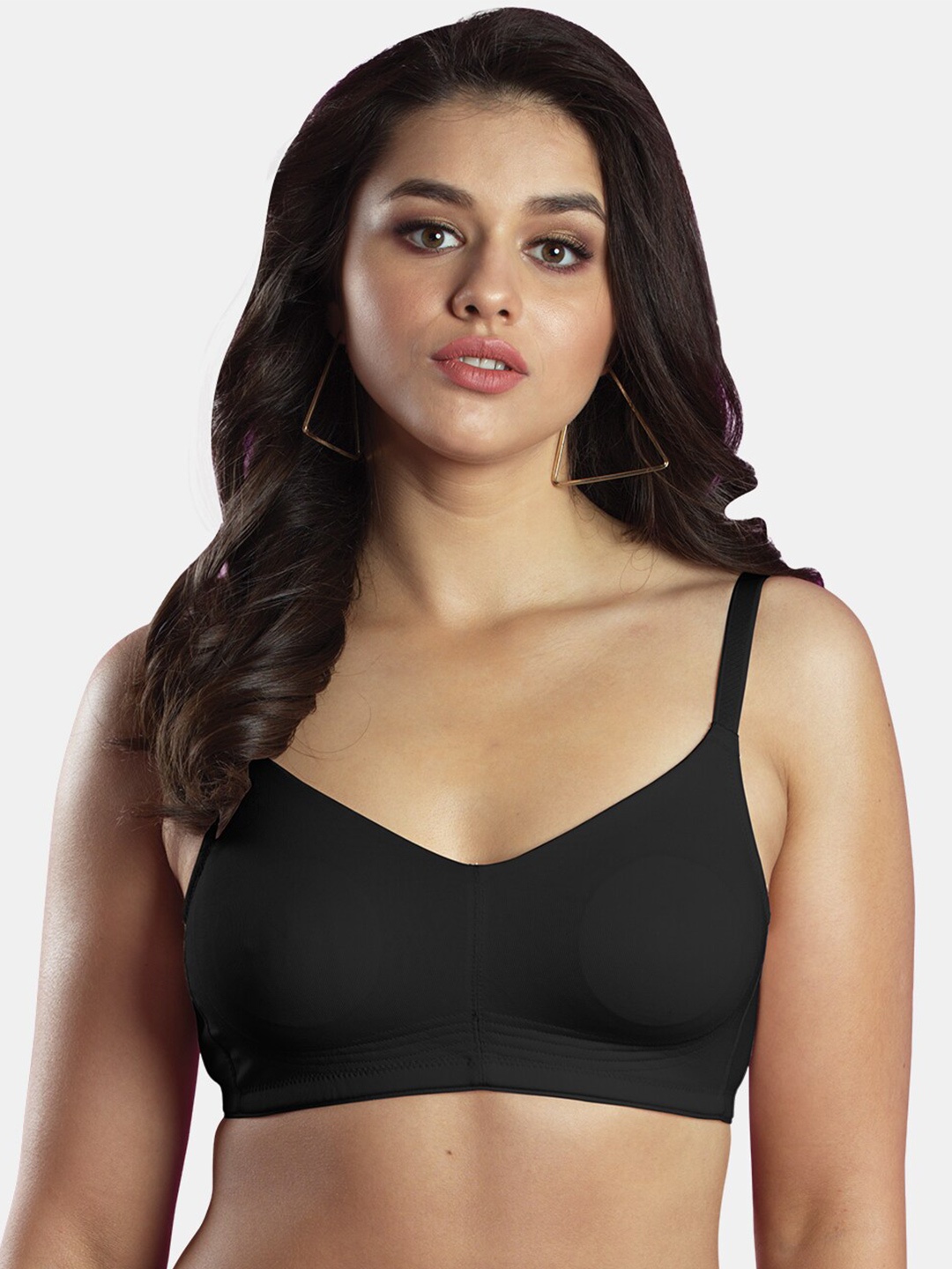 

Dazzle Seamless All Day Comfort Non-Wired Non-Padded Medium Coverage Cotton Everyday Bra, Black