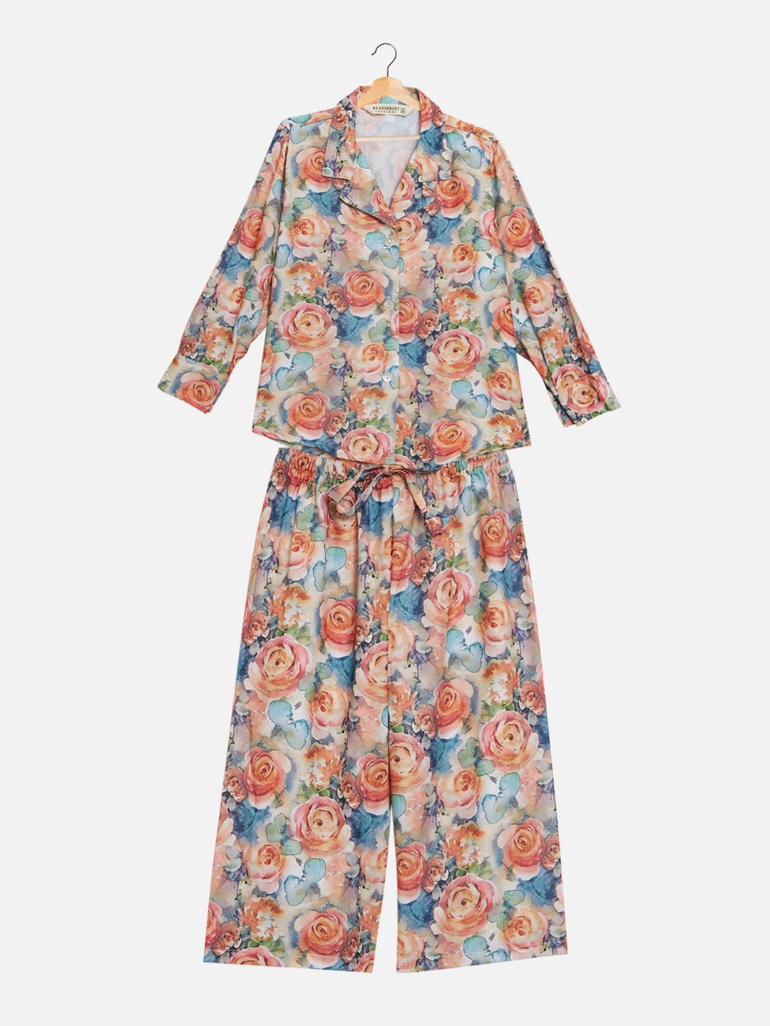 

Readiprint Fashions Girls Printed Pure Cotton Shirt with Palazzos, Peach