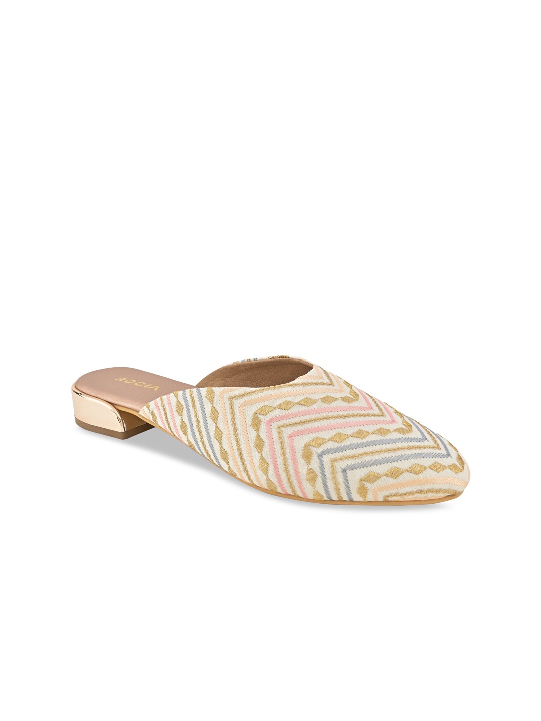 Rocia Embroidered Round Toe Mules, Rose gold