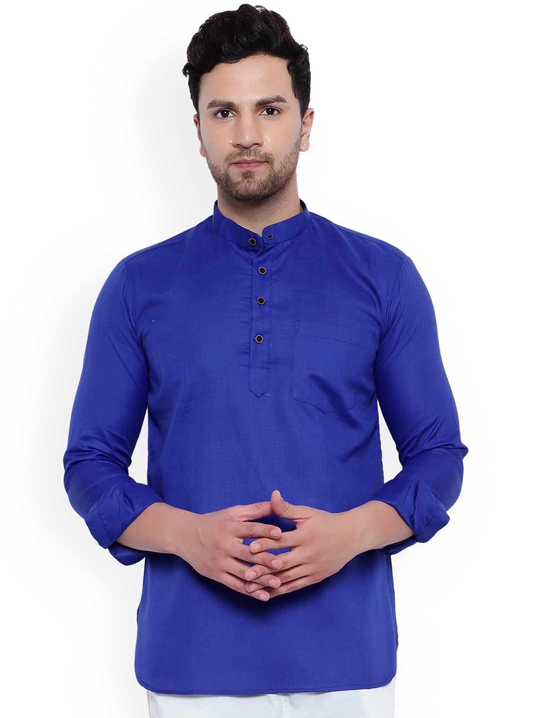 

ONNIX Men Blue Thread Work Asymmetric Kurta