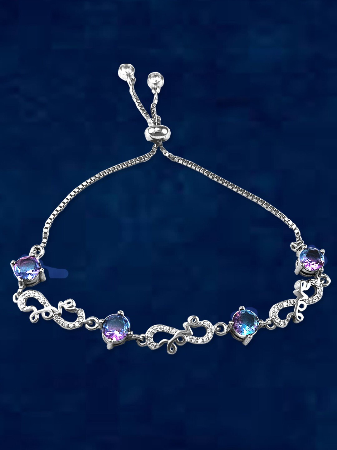 

Taraash Women Sterling Silver Cubic Zirconia Link Bracelet
