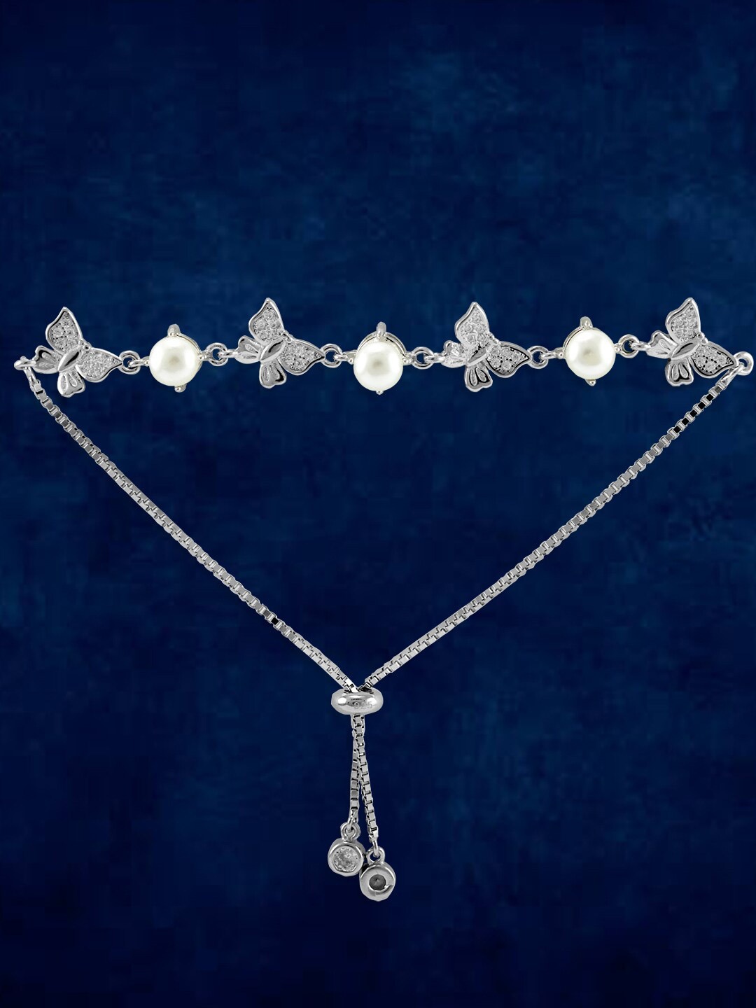

Taraash Women Sterling Silver Cubic Zirconia Link Bracelet