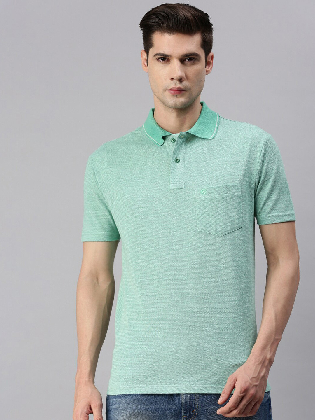 

ONN Men Green Polo Collar Pockets T-shirt
