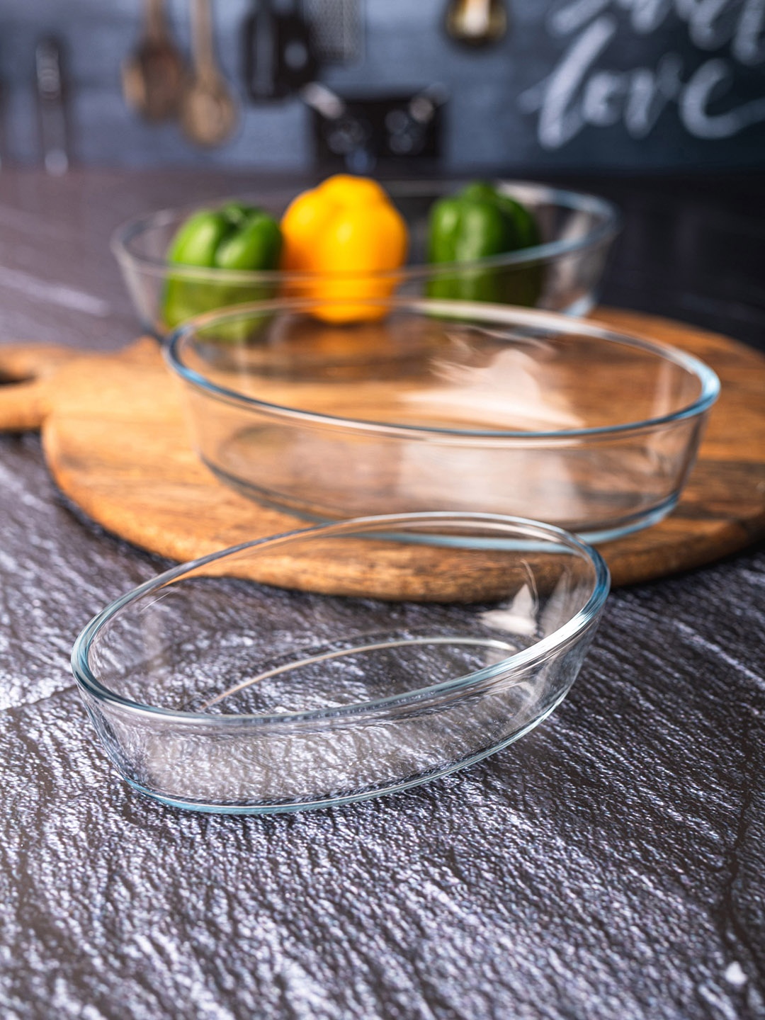 

GOODHOMES Transparent 3 Pieces Glass Oval Baking Tray