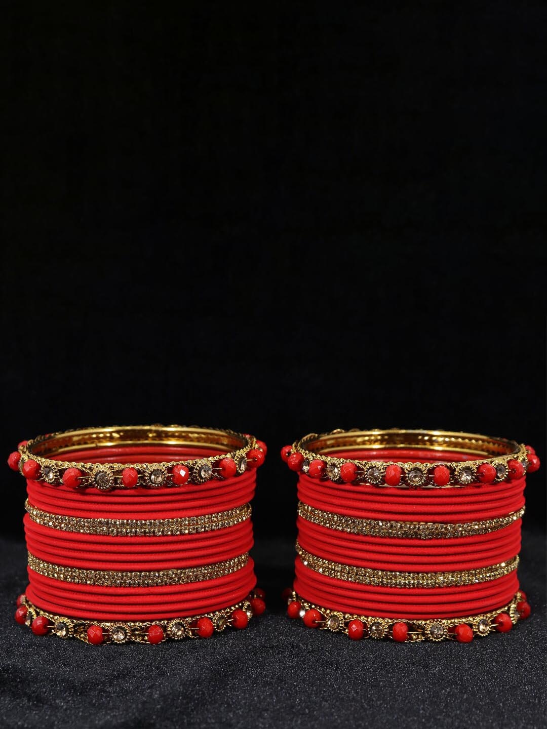 

NMII Set Of 36 Gold-Plated Stone - Studded & Beaded Bangles